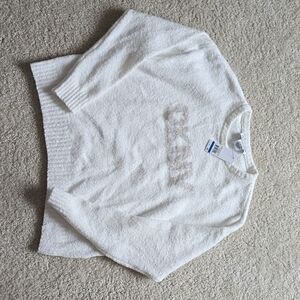 DKNY white boucle feel logo sweater